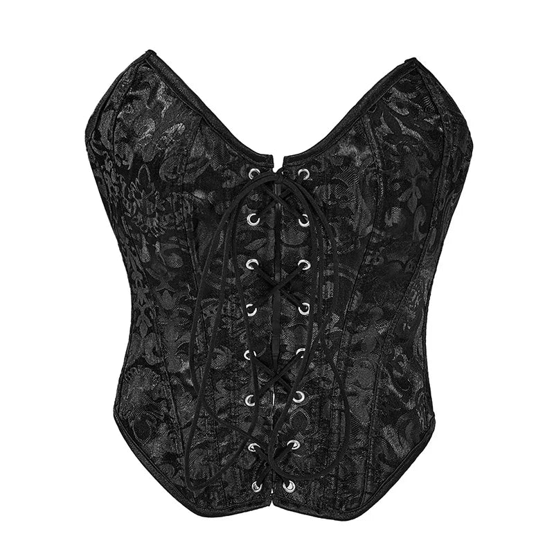 ssTss Western Style Satin Ribbon Corset Tummy Control Waist Slimming Bustier Body Shaper Satin Underbust Corset Black Street Bra