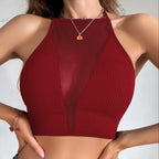 1pcs Sexy Mesh Camisole Crop Top Corset Ribbed Backless Underwear Hot Fashion Women Casual BrassiereTank Top Bralette Lingerie