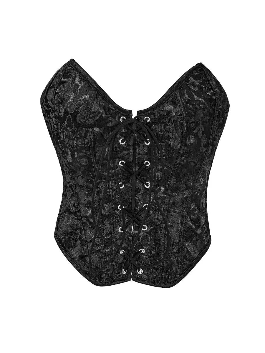 ssTss Western Style Satin Ribbon Corset Tummy Control Waist Slimming Bustier Body Shaper Satin Underbust Corset Black Street Bra