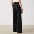 KX7513240 Women's High-Waisted Wide-Leg Pants Mixed Cotton Medium Quality Denim Fabric for Casual Fashionable Clothing