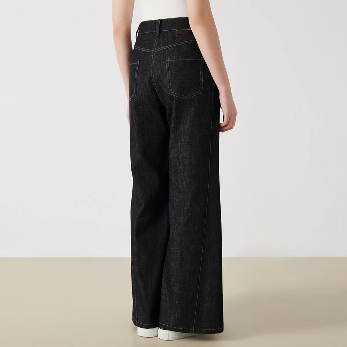 KX7513240 Women's High-Waisted Wide-Leg Pants Mixed Cotton Medium Quality Denim Fabric for Casual Fashionable Clothing