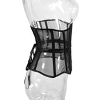 Women Transparent Mesh Corset Underbust Fish Bone Waist Trainer Bustier Slimming Cincher Girdle Belt Gothic Korset Black Red
