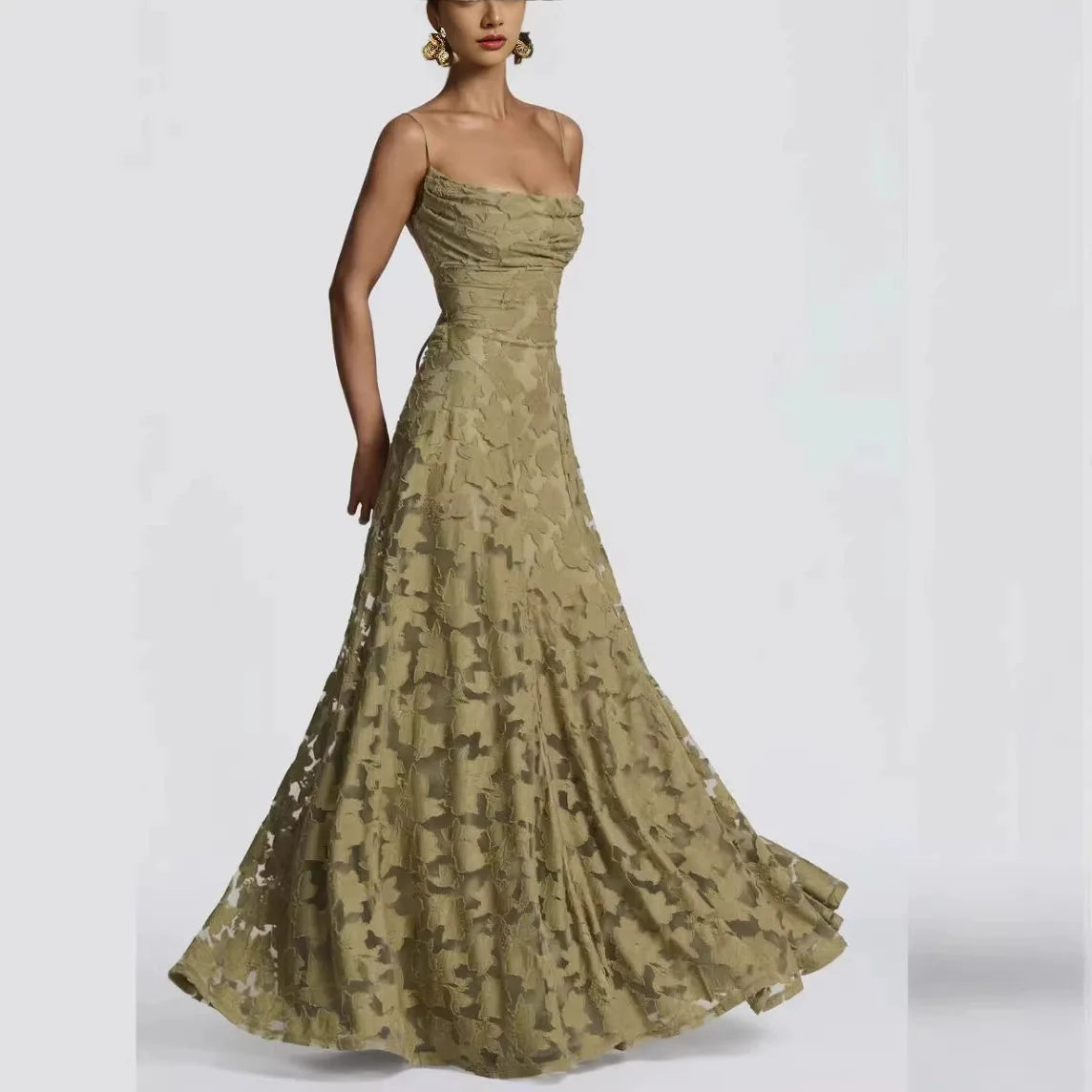 Jacquard Chiffon Long Dress Women's Backless Bandage Dresses Summer Evening Wedding Guest Green White Burgundy Pink Graduation
