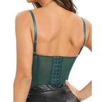 Sexy Lace Corset Tops Women Sheer Mesh Push Up Bra Female Partywear Crop Top Open Back Boned Tube Top Lingerie Bustier Plus Size