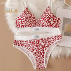 Summer New Women's Leopard Print Traceless and Steel Rim Bra Adjustable Shoulder Strap Back Women's Underwear Set