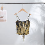 Sexy Satin Fish-bone Corset Women Slim Sleeveless Waist-cinching Spaghetti Strap Tank Tops 2026 New Ladies Spring Summer Outwear
