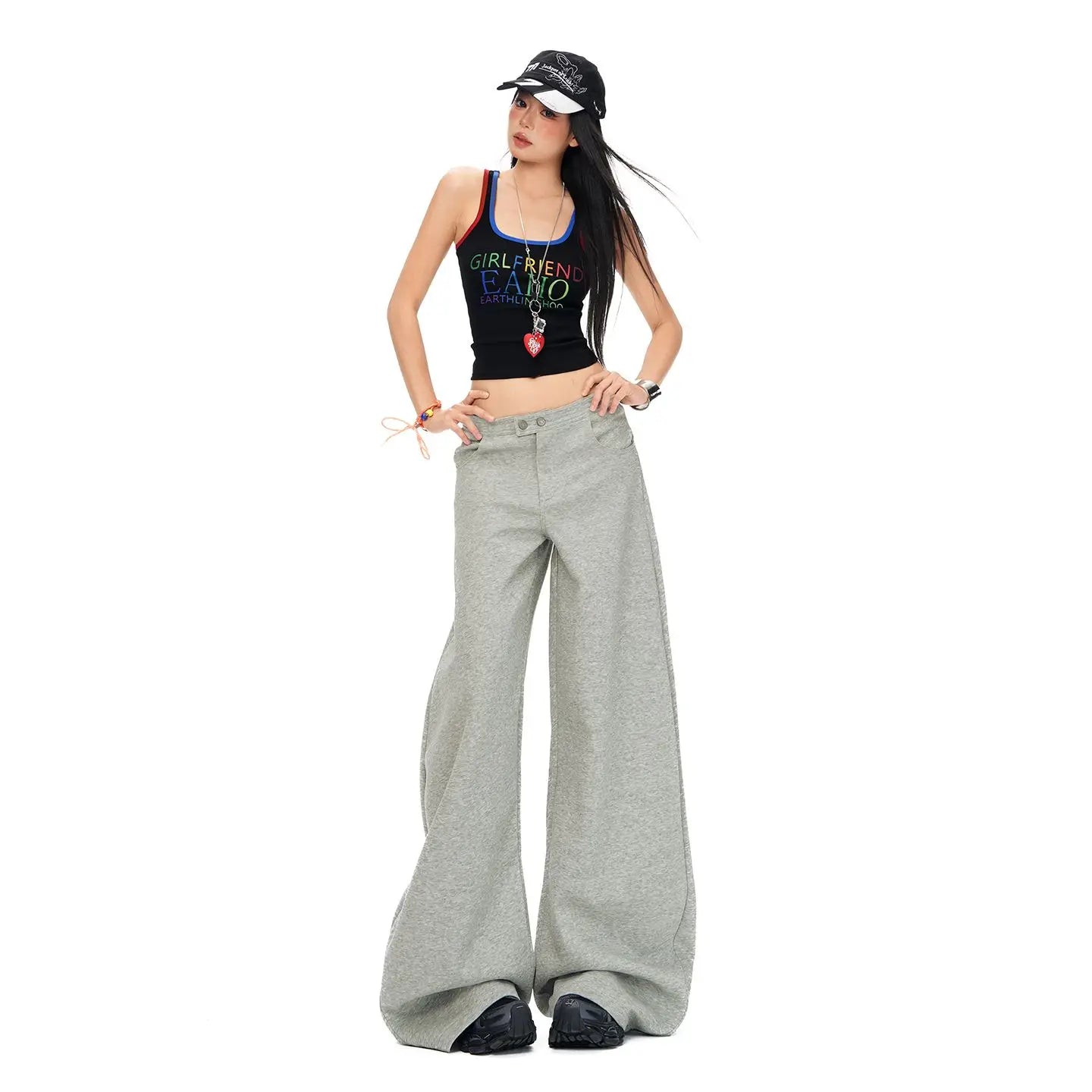 2026 Spring Loose Feeling Lazy Pleated Wide-Leg Pants Relaxed Drape Casual Pants