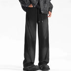 Autumn Men's High Street Pleated Straight Pants Korean Fashion Elastic Waist Pockets Trousers Y2K Vintage pantalones hombre