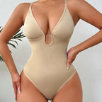 GUUDIA Sexy Low Back Bodysuits Backless Body Shaper U Plunge Thong Bodysuit Deep V Shaper Bodysuit Tummy Control Deep U Suits