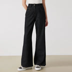 KX7513240 Women's High-Waisted Wide-Leg Pants Mixed Cotton Medium Quality Denim Fabric for Casual Fashionable Clothing