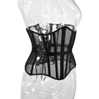 Women Transparent Mesh Corset Underbust Fish Bone Waist Trainer Bustier Slimming Cincher Girdle Belt Gothic Korset Black Red