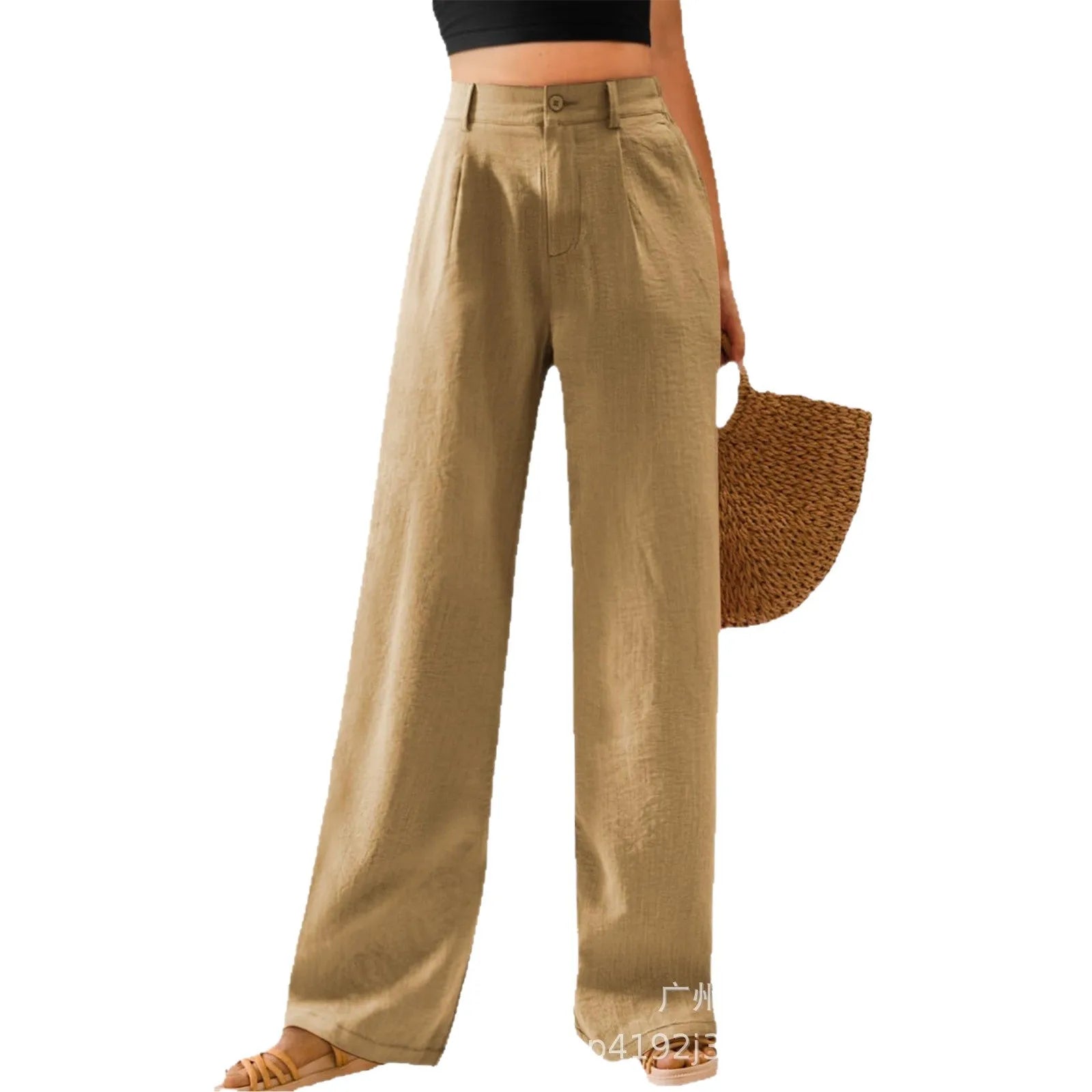 2026 New Women's Pants Casual Loose Solid Color Buttoned Fashionable Vintage And Elegant Commuting Daily Home Bench Style Pants