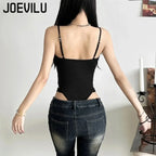 Y2K Black Bodysuit Women Hollow Out Sexy Sleeveless Tops Spaghetti Strap Streetwear Bodycon Jumpsuit Festival Aesthetic Clothes