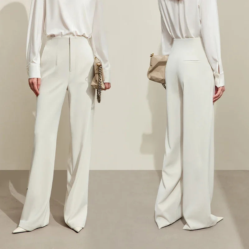 AMII Minimalism Women's Pant 2025 Autumn New Office Lady V-neck Loose Short Blazer Jacket + Casual Solid Pants Separate 12441110