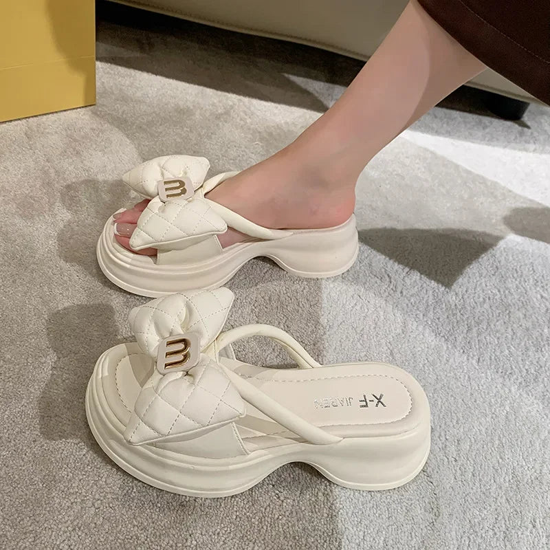 2024 summer New Fashion Women Shoes Slippers Comfortable Platform Shoe High Heels Leisure flower outdoor beach Slipper Women