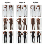 Women Two Pieces Fitness Yoga Set Solid Color Stretchy Soft Gym Suit Breathable Quick Dry Workout Clothes Female Sportswear
