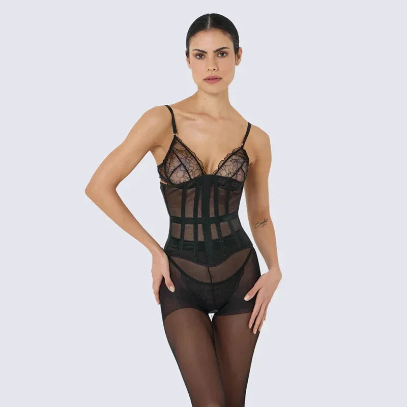 Women Transparent Mesh Corset Underbust Fish Bone Waist Trainer Bustier Slimming Cincher Girdle Belt Gothic Korset Black Red