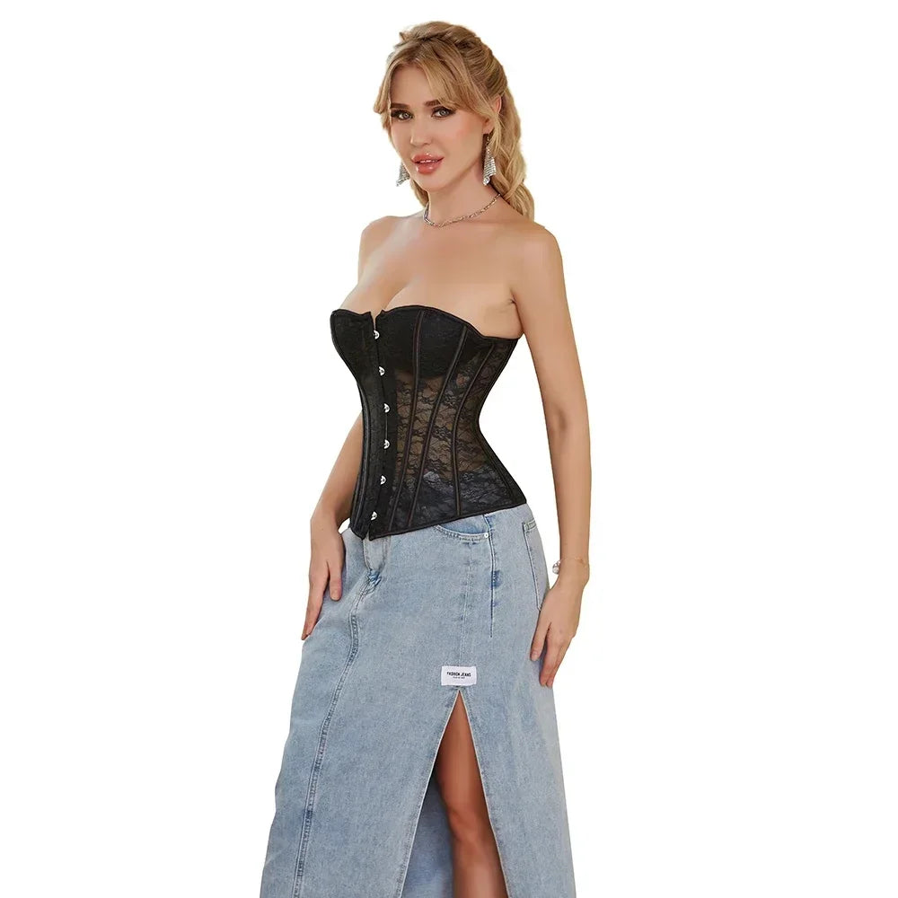 Women's Corset Top Breathable Mesh Corsets Bridal Corsage See Through Bustier Valentine's Day Bustiers Graduation Party Costumes