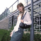 Karrram Y2k Aesthetics Pleated Shirt Fairycore Lace Up Blouse Trashy 2000s Style V-neck Shirt Irregular Japanese Harajuku 90s