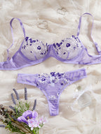 Sexy Lingerie Women Thin Transparent Lace See Through Erotic Underwear Bra And Panty Set Sleepwear Suit Embroidery Floral No Pad
