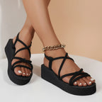 2026 Women Summer Sandals Leisure Wedges Shoes Soft EVA Sole Light Weight Elastic Back Strap Girls Student Platform Sandalias