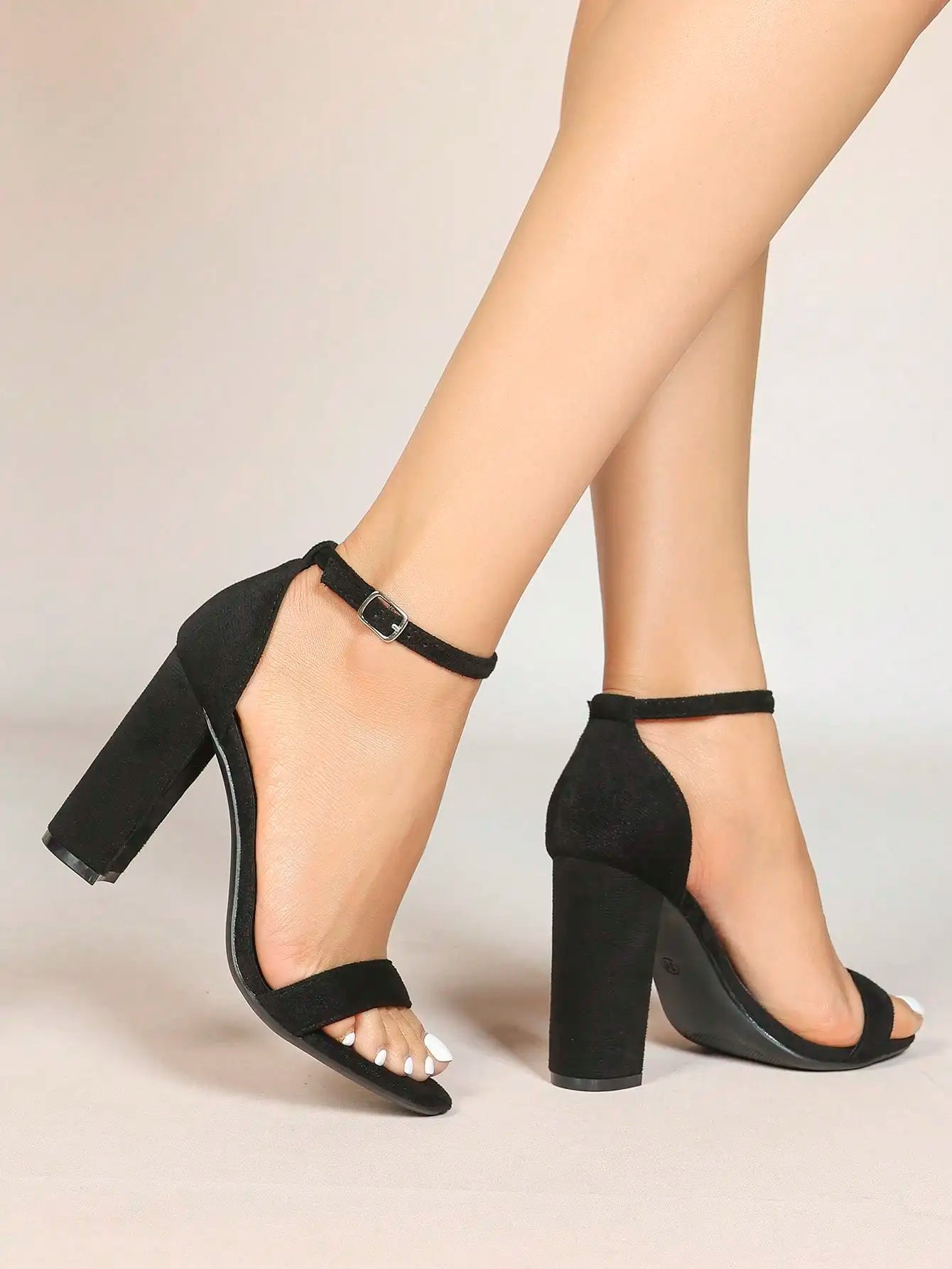 Women's Chunky Block Heels Open Toe Ankle Strap High Heel Pump Sandals