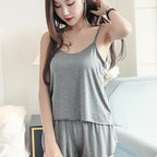 Women Pajamas Sleepwear Pajama Set Nightgowns Camisole Shorts Nightclothes Pink Gray XL XXL Summer Smooth Soft Casual