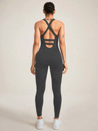 Women's Seamless Shapewear Bodysuit With Tummy Control, CrissCross Straps Backless Body Shaper, Women's Underwear & Shapewear