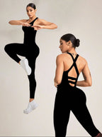 Women's Seamless Shapewear Bodysuit With Tummy Control, CrissCross Straps Backless Body Shaper, Women's Underwear & Shapewear