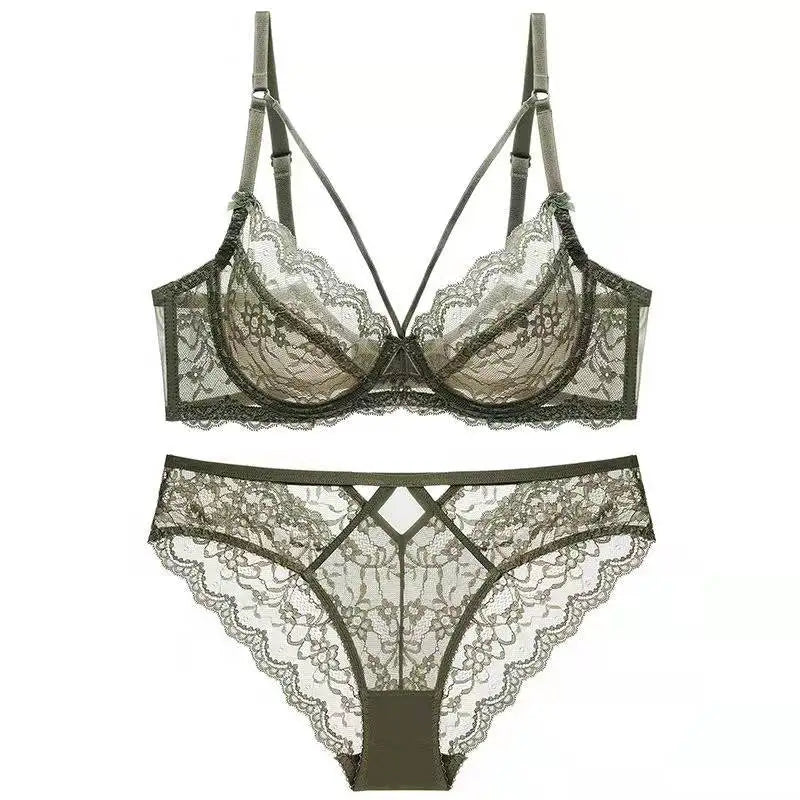 Ladies Underwear Thin Cotton Sexy Push Up Large Size Lace Bra Set