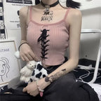 Women's Tops Backless Crop Top Sleeveless Kawaii Cute White Knitted Camis Tank Top Summer Cropped Vest Female Clothing