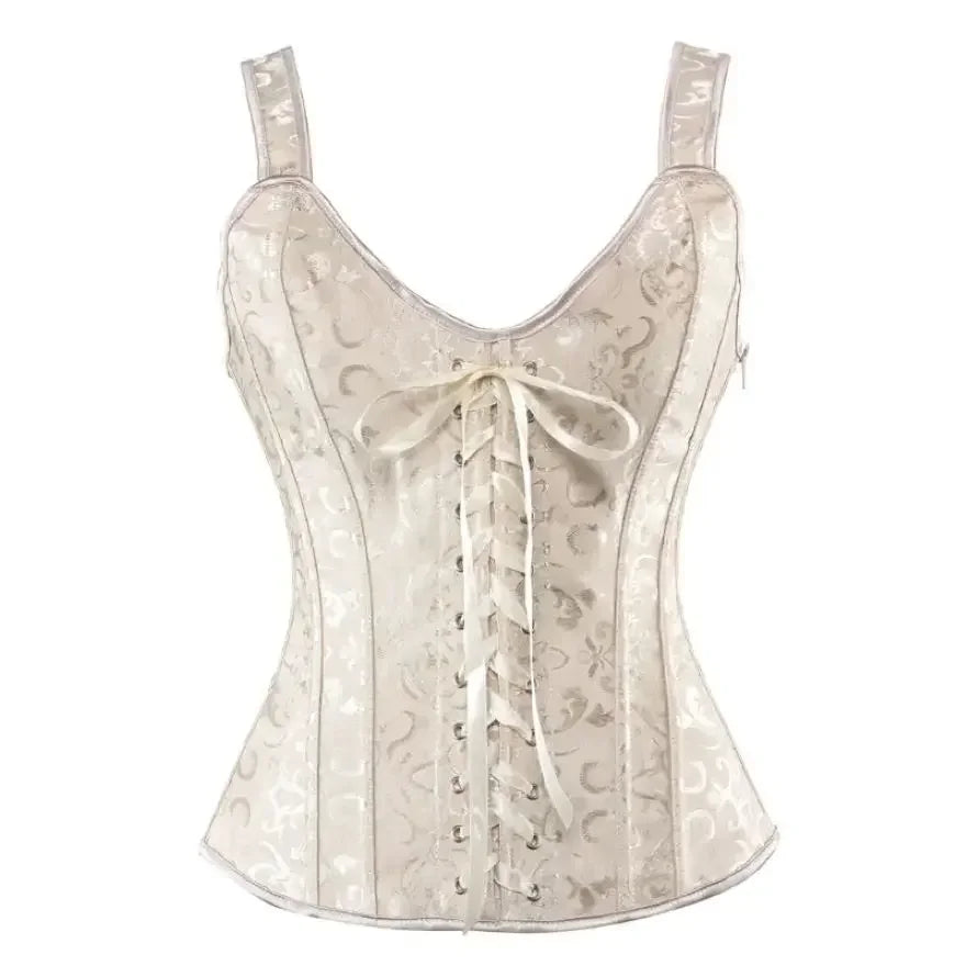 With Cup Top Vintage Steampunk Corset With Straps Overbust Zipper Side Straps Overbust Corset Waist Trainer Bustier Plus Size