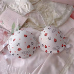 Japanese Hello Kitty Front Closure Push Up Bra Set for Women, Cute Kawaii Underwire Lingerie Set with Panty Y2K Women's Bra Set