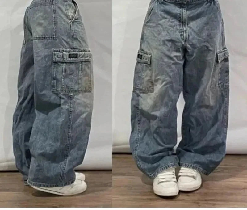 Streetwear New Vintage Letter Printing Washed Baggy Jeans Women Y2K Harajuku Hip Hop Popular Gothic High Waist Wide Leg Pants
