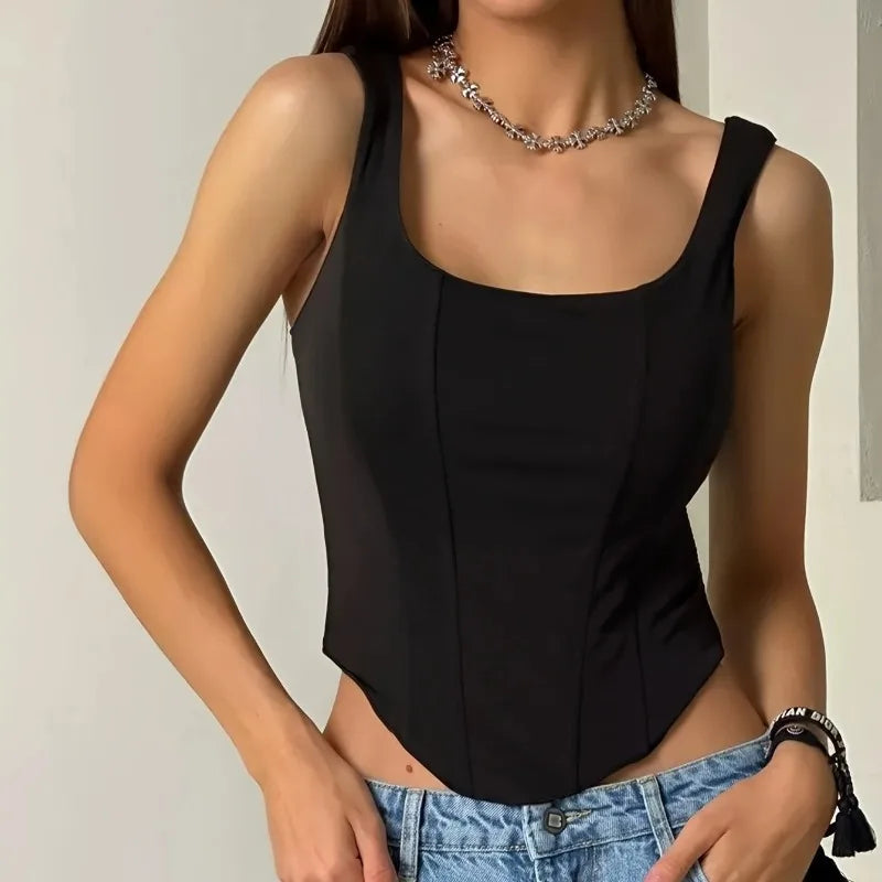Sexy Crop Tops Women Sleeveless Slim Shapewear Corset Bustiers Bodysuit Tank Top Lace Up Skinny Vest Summer Trendy