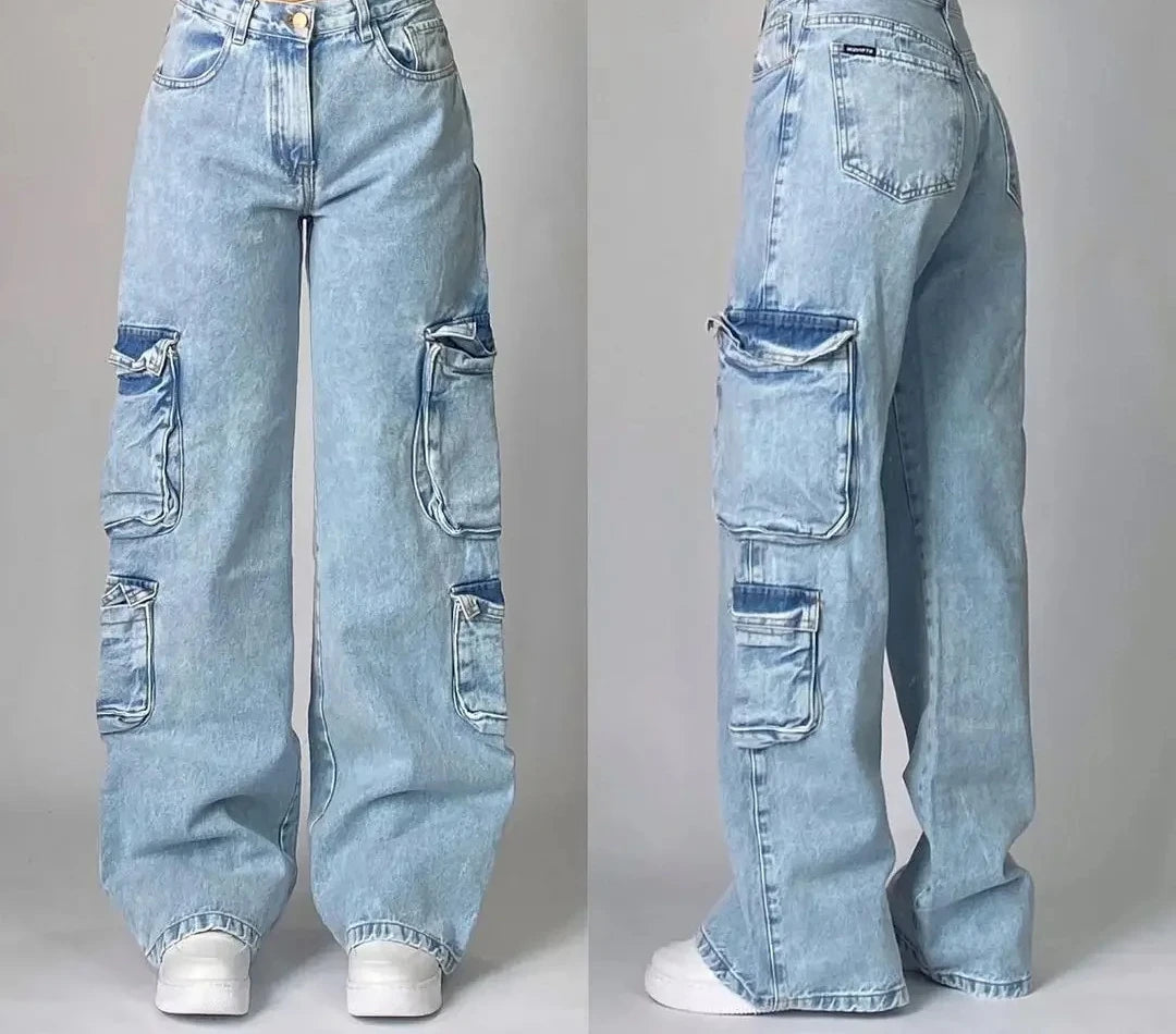 Streetwear New Vintage Letter Printing Washed Baggy Jeans Women Y2K Harajuku Hip Hop Popular Gothic High Waist Wide Leg Pants