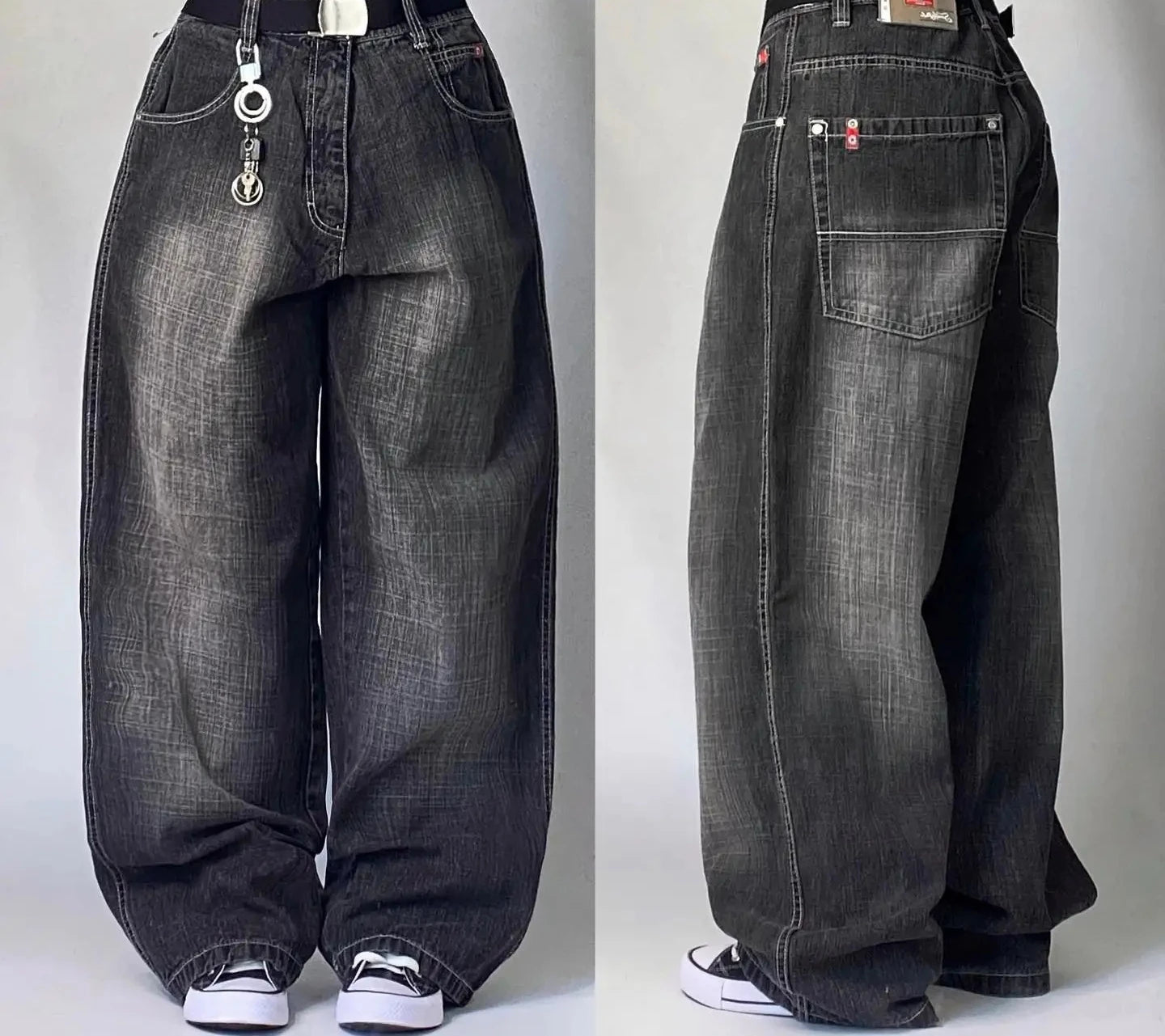 Streetwear New Vintage Letter Printing Washed Baggy Jeans Women Y2K Harajuku Hip Hop Popular Gothic High Waist Wide Leg Pants