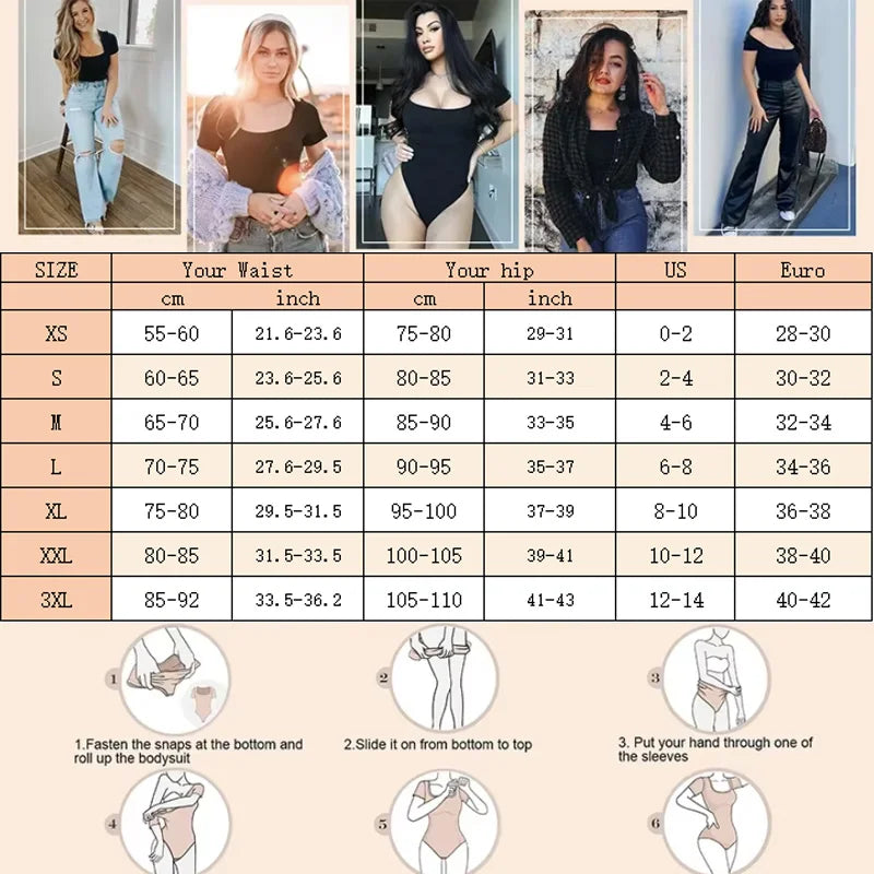 Dimmkof Bodysuits Sexy Ribbed One Piece Square Neck Short Sleeve Bodysuits Tummy Control Open Crotch Bodysuit Shapewear Suit
