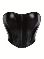 Leather strapless and bracketed women's sexy shaping top corset