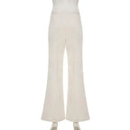 Vintage Y2K Korean Streetwear Pants Woman Low Rise Straight Loose Beige Trousers Button Up Basic 2000S Women Casual Pants