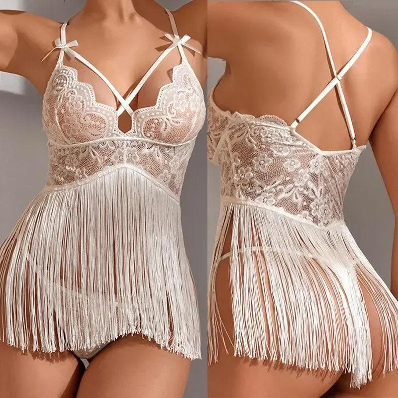 Hot Nightie for Ladies See Through Sleepwear Sexy Pajamas Floral Mesh Nightgowns Outfit Sexy Lace Night Dress Lingerie