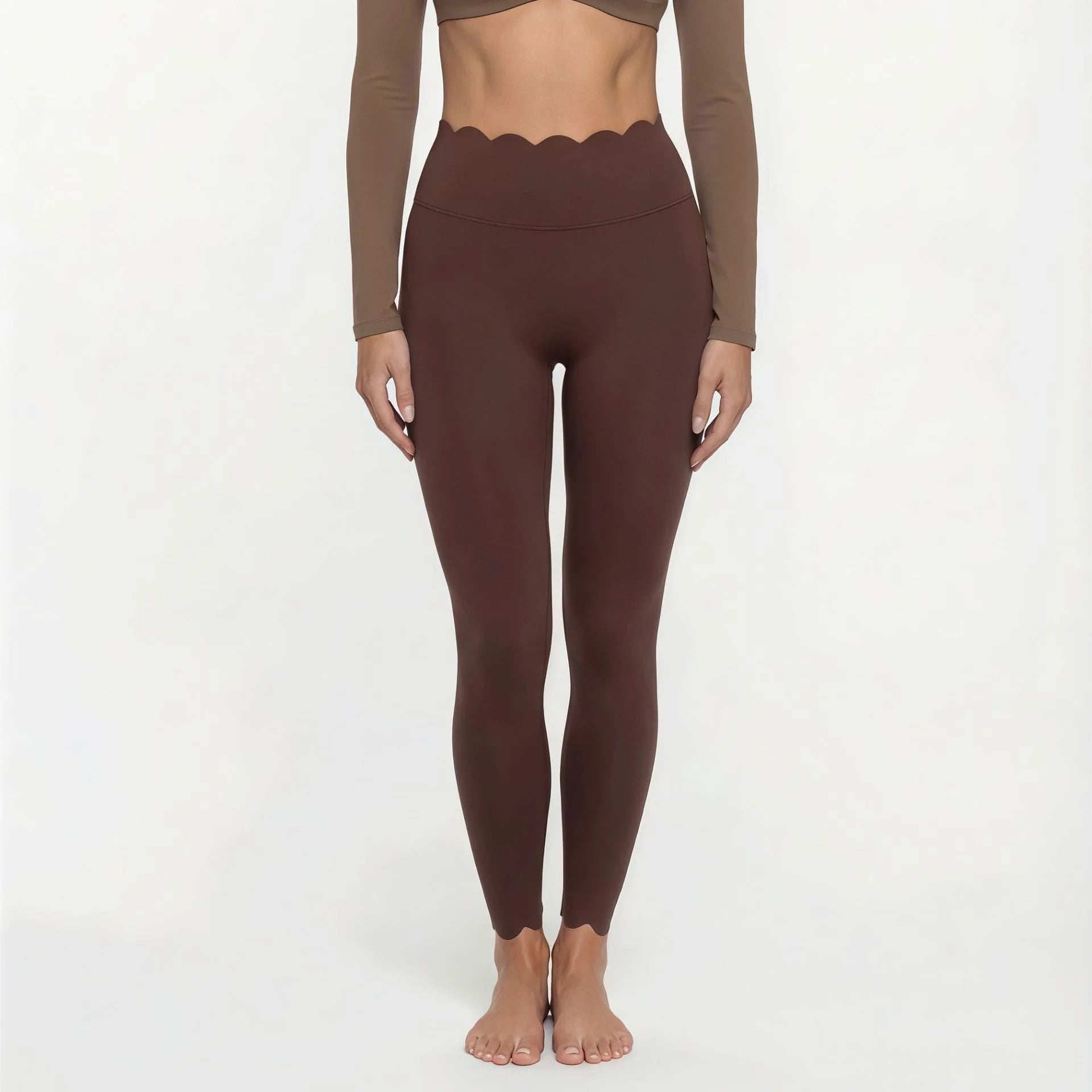 Women's Fake Two-Piece Sports Long Sleeve Halter Neck Pilates Yoga Shirt Slim Fit Fitness Sports Top Leggings Workout Tights