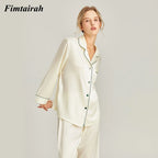 Fimtairah New 6A 100%  Silk Pajamas Women's Spring Autumn 2024 Fashion Lady Long-sleeved Two-piece Suit  Summer home clothes