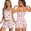 2Pcs Satin Pajama Set for Women Sleepwear Sexy Strap Vest Top Shorts Nightwear Pijamas Sexy Lingerie Sleep Shorts Set Sleepwear