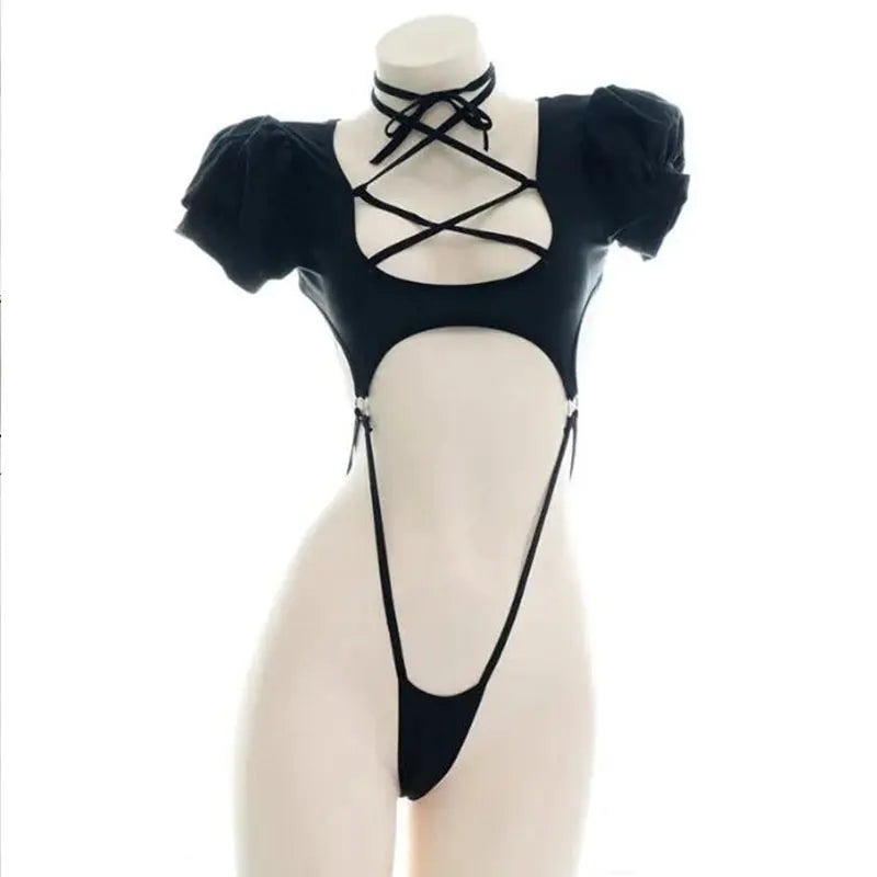 Backless Sexy Straps Bandage Bodysuits Women Sexy Lingerie Underwear Set One-piece Exotic Teddies Uniform Costume