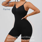 Flarixa Women's Low Back Seamless Bodysuit Tummy Control Hip Lifter Full Body Shaper Backless Shapewear Jumpsuit Slim Corset