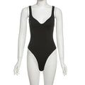 SylCue Sexy Backless Bodysuit Women Low-Neck Off Shoulders Solid Skinny Shaped Waist Street Versatile Wild Style Classic Bodycon