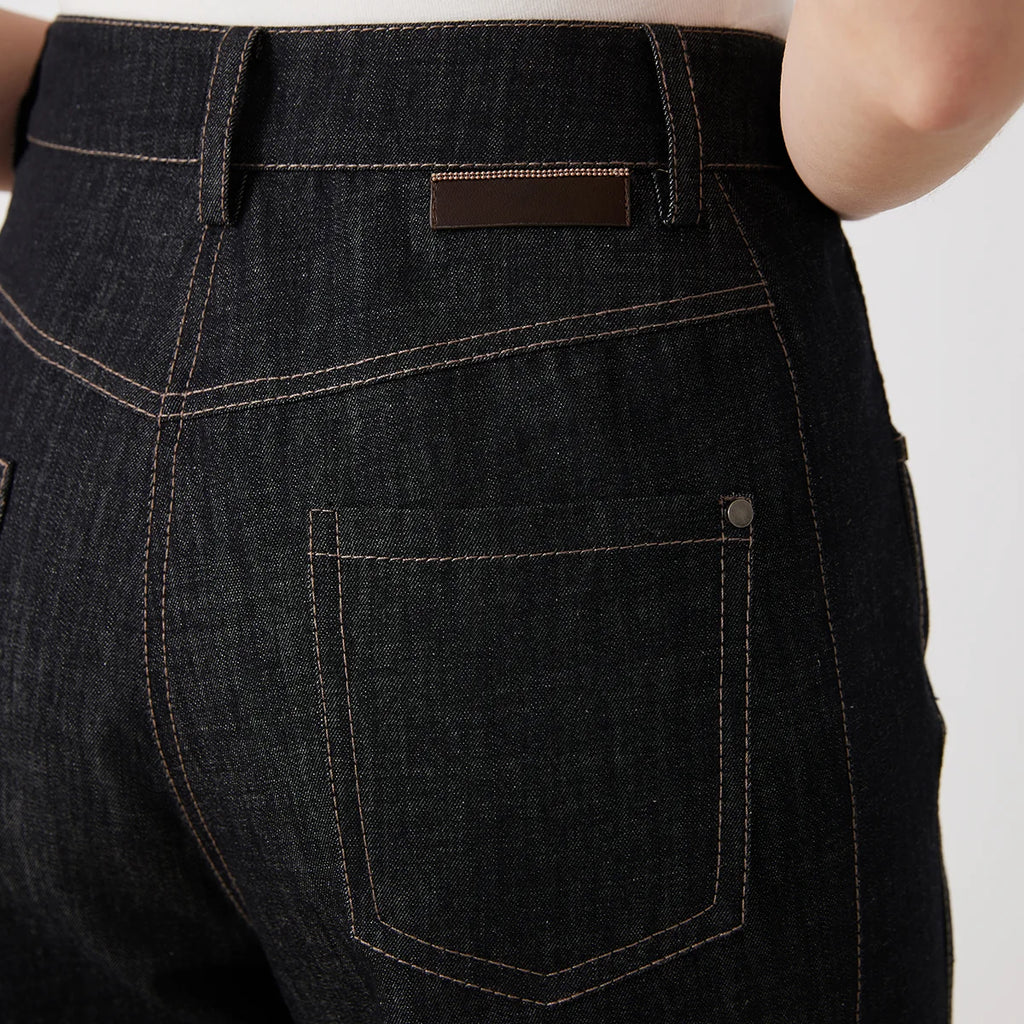 KX7513240 Women's High-Waisted Wide-Leg Pants Mixed Cotton Medium Quality Denim Fabric for Casual Fashionable Clothing