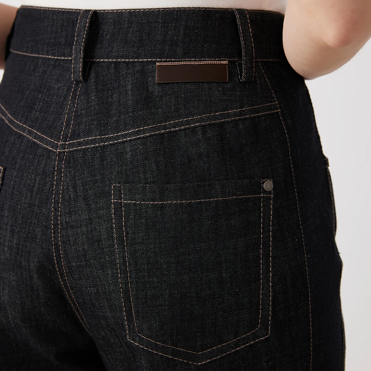 KX7513240 Women's High-Waisted Wide-Leg Pants Mixed Cotton Medium Quality Denim Fabric for Casual Fashionable Clothing