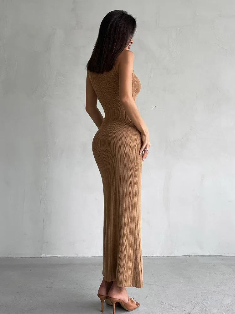 Solid Color Casual Slim Long Dresses For Women 2026 Fashion Summer Women's A-Line Midi Dress Elegant Vintage Female Dresses